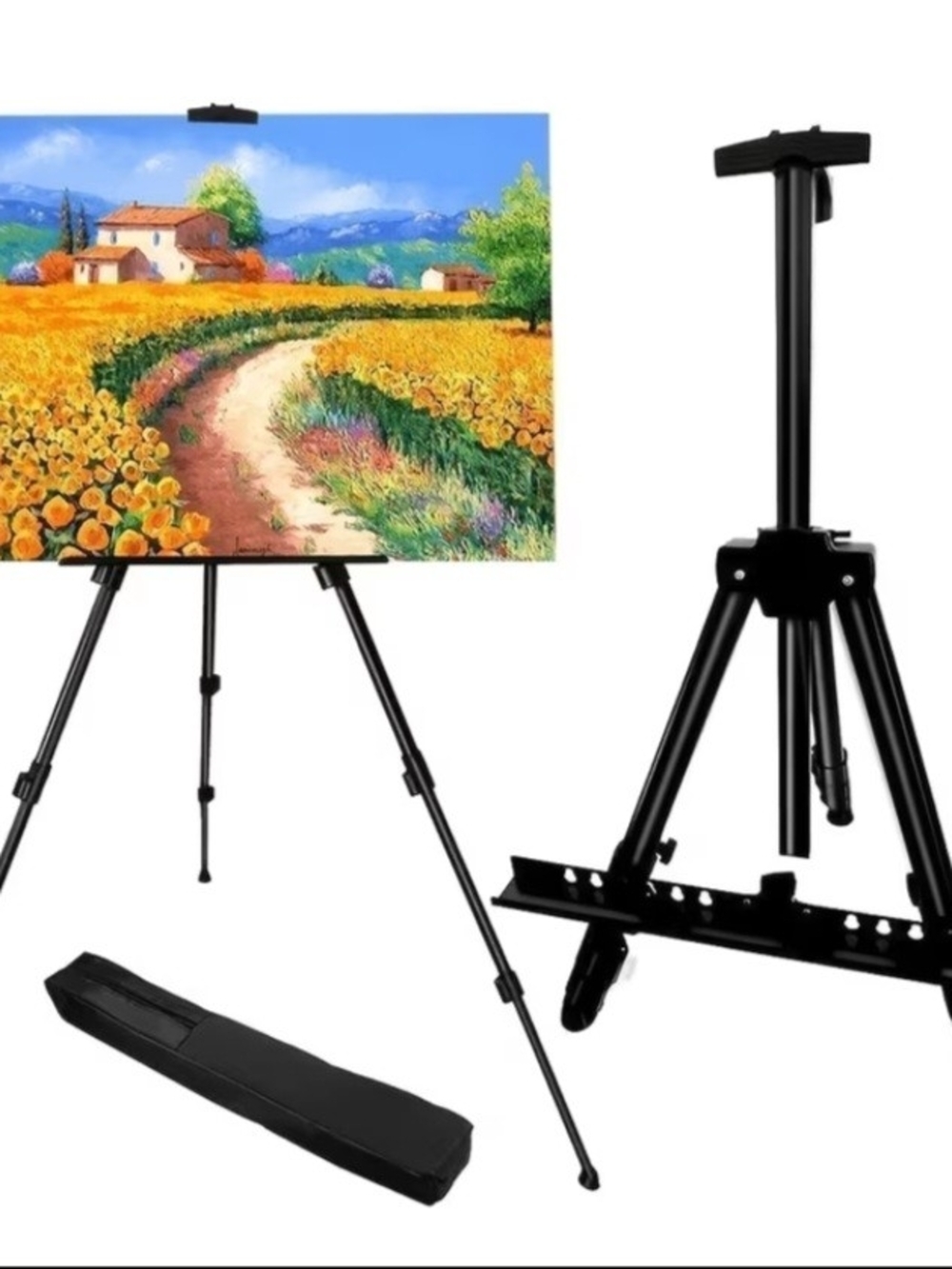 Adjustable Black Artist Tripod Easel with Carry Case - Home Art